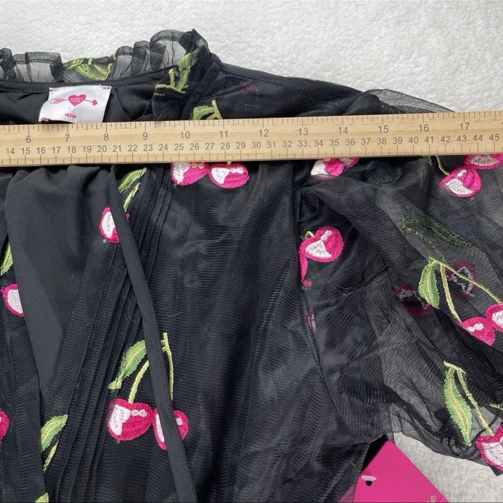 Buddy Love Sz Medium CLEMENTINE Elastic Waist Mini Dress Wild Cherries Black NWT - Picture 7 of 13